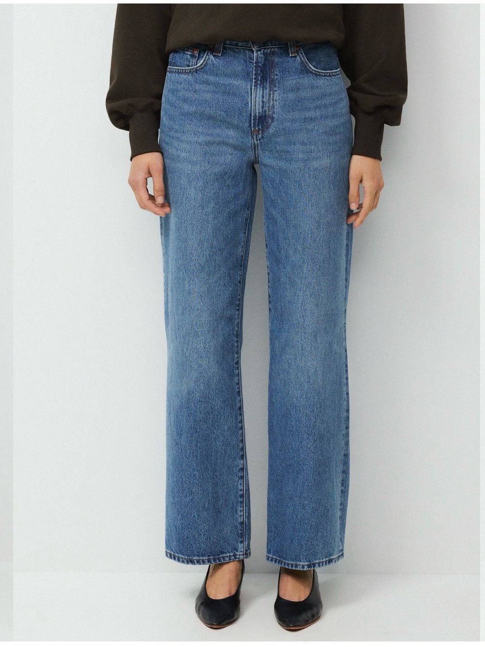 Denim Forum The Farrah Hi-Rise Wide Leg Jeans Medium Wash - Size 28